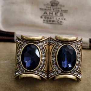 KEQIU Vintage Sapphire Crystal Stud Earrings