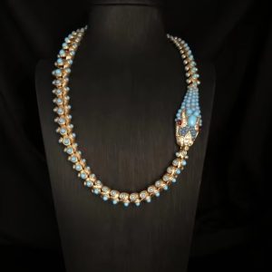 KEQIU Vintage Turquoise Snake Choker Necklace, Antique Gold Red Rhinestone Serpent Statement Necklace, Retro Bohemian Costume Jewelry for Women Party
