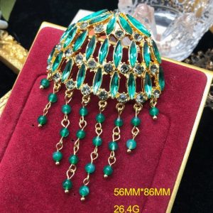 KEQIU Emerald Vintage Lantern Tassel Statement Brooch with Green Agate Beads FM674